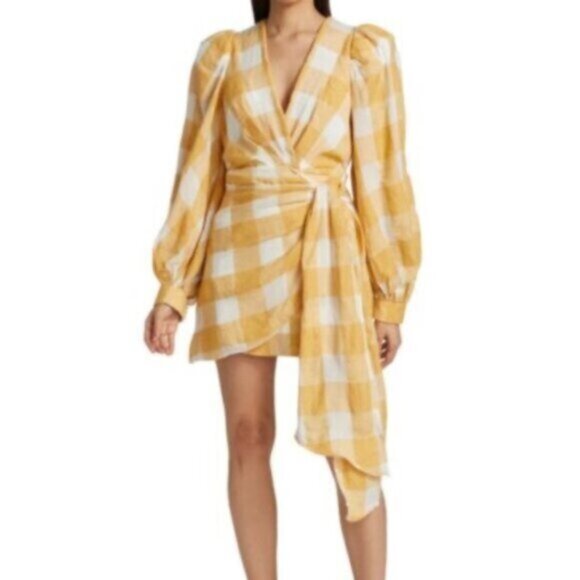Acler Sutherland Checkered Wrap Mini Dress - Picture 1 of 16